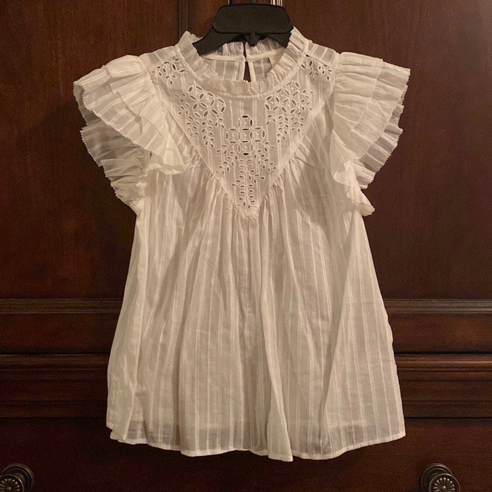 ⭐️ LIKE NEW ⭐️ precious white ruffle top XS